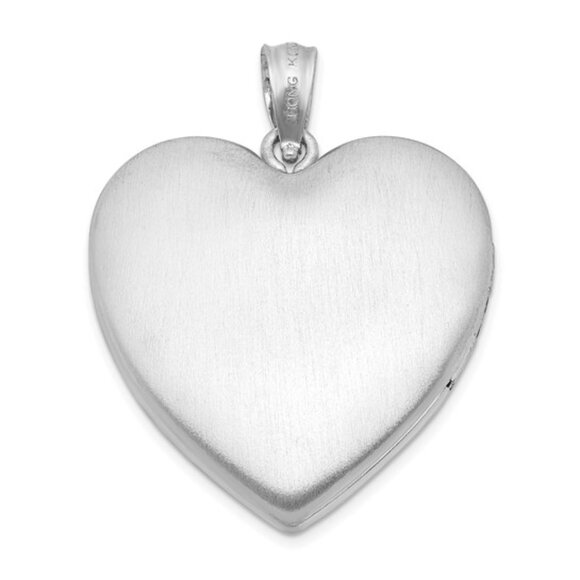 925 Sterling Silver Pink Enamel Ribbon Heart Locket Cancer Awareness Pendant - Picture 4 of 5